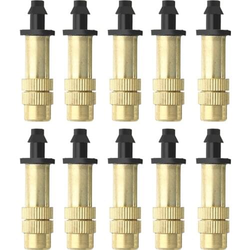 10pcs Adjustable Brass Spray Sprinklers Nozzle Misting Systems For Garden Lawn Watering Irrigation Tools
