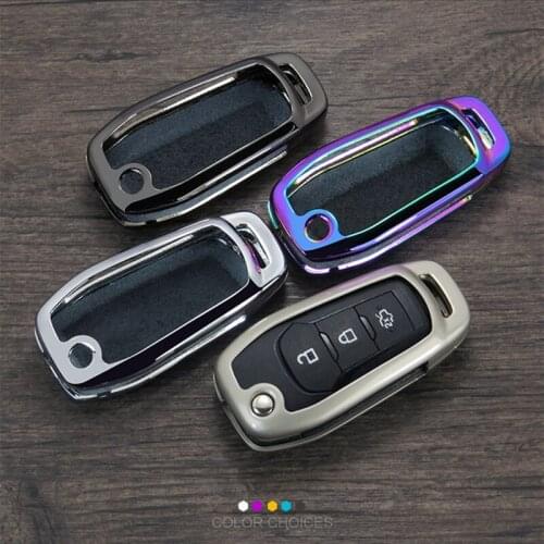 Strong Signal Zinc Alloy Car Key Case Leather Bag for Ford Forrest Remote Key Cover Protection Kit Prevent Fall Accessories