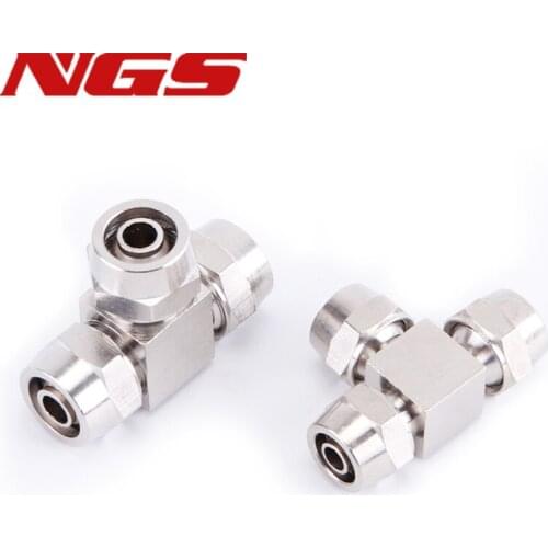 2 Pcs 6mm Tube Pneumatic Hose Air Fitting Tee Quick Connector Coupler