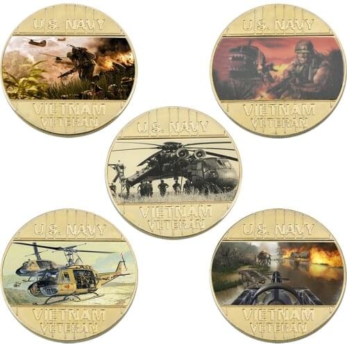US Vietnam War Military Gold Plated Coins Collectibles with Coin Holder Original Army Coins Set