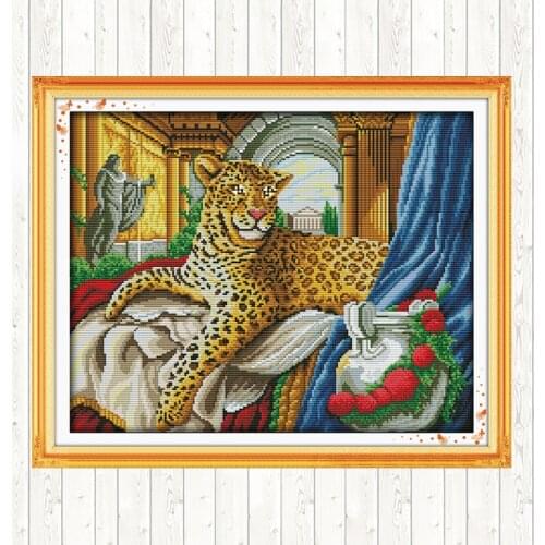 Leopard Embroidery Handmade DIY Needlework Package Wall Home Decor DMC Floss Kits 11CT 14CT Cross Stitch Set Cross Stitch Kits