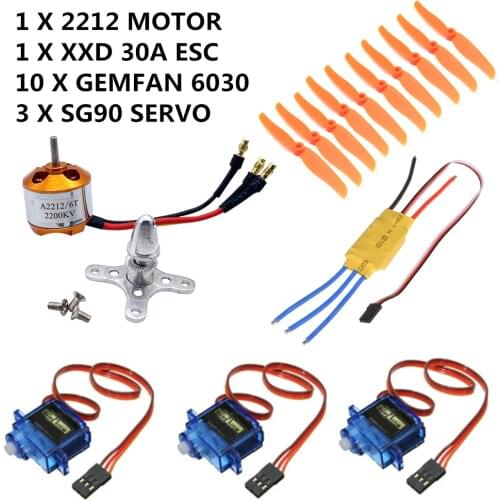 XXD A2212 2212 Brushless Motor 2200KV 1400KV 30A ESC 10pcs Gemfan 6030 Propeller SG90 Servo For RC Multicopter Drone Airplane
