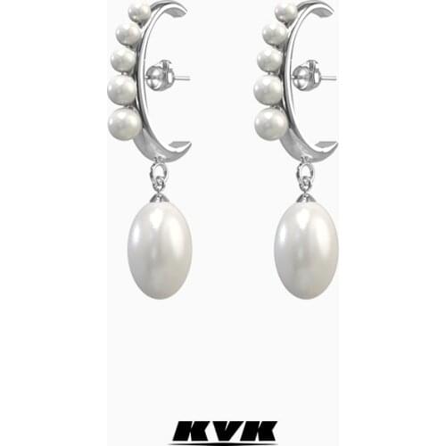 KVK Pearl Earrings 2021 new fashion temperament earpin anti allergy eardrop French high-grade jewelry original Earrings