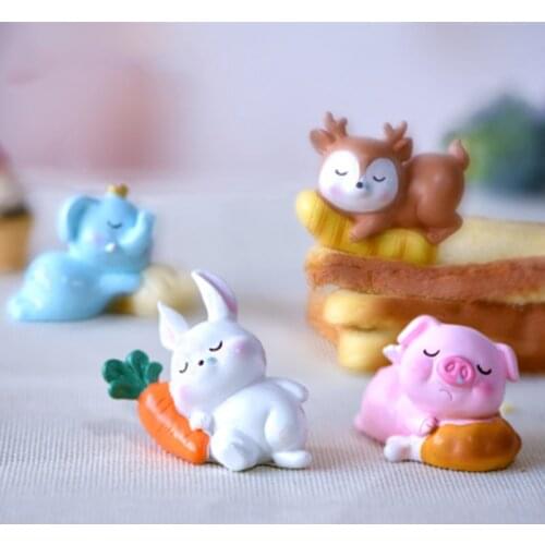 ZOCDOU 1 Pieces Ease Animal Dog Pig Rabbit Cartoon Guard Sunshine Zoo Model Small Statue Figurine Crafts Ornament Miniatures