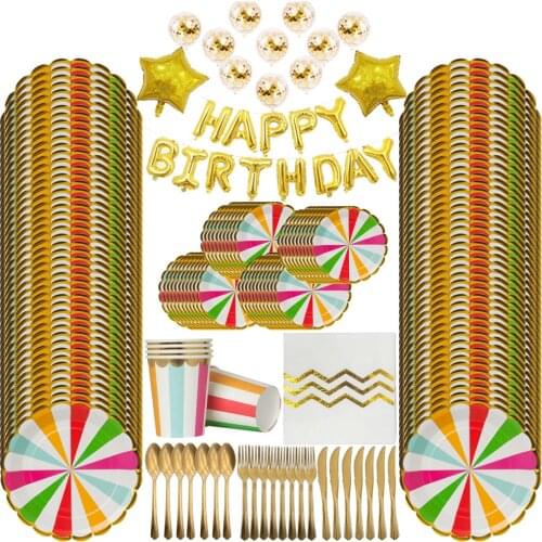 Gold Colorful Party Supplies Paper Napkins Plate Cup Napkin Kids Adult Birthday Party Decoration For Wedding Party Supplies