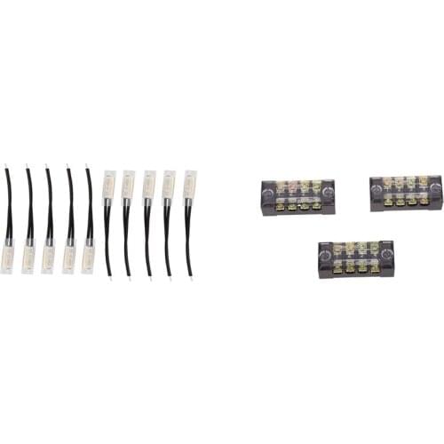 10 Pcs Bimetal Temperature Control Switch Thermostat & 3 Pcs 600V Dual Rows Covered Barrier Screw Terminal Block Strip