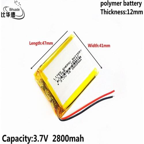 10pcs The high quality 3.7V 2800MAH 124147 Lithium Polymer LiPo Rechargeable Battery For Mp3 headphone PAD DVD bluetooth camera