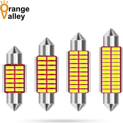 100Pcs Festoon c5w LED 31 36 39 41 mm 12 16 20 24 led bulb 4014 SMD reading lamp car Interior Light DC 12V