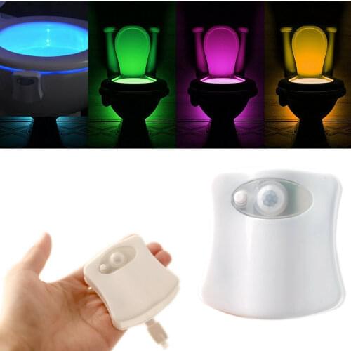 4Pcs/Set LED RGB Toilet Bowl Night Light Motion Sensor Bathroom Flexible Seat Lamp Flexible 8 Colors