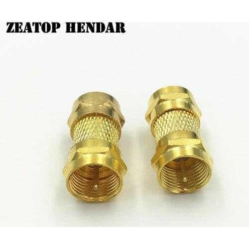 5Pcs Brass Inch F Male to Male Plug with Pin TV General Head Inch Plug RF Connector Antenna Adapter Gold Plated