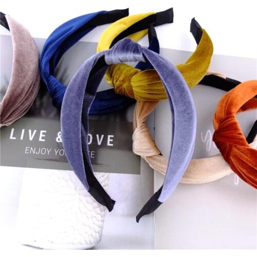 Star style Velvet Hairbands Girls/ Women Vintage Velvet Knotted Headbands Trendy Turban Bath Beauty Hair Hoop Hair bow Accessory
