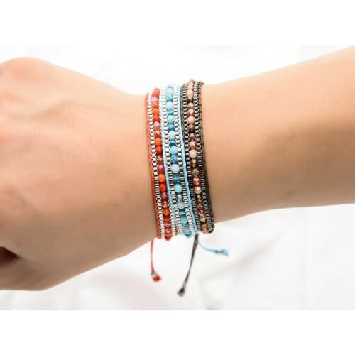 22 Styles Ethnic Style Color Tiramis Beads Handmade Lucky Rope Bracelet Female Adjustable Fashion Charm Jewelry Accessories