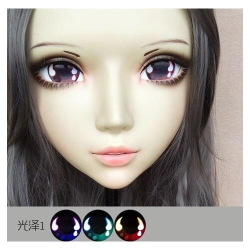 GL072) Sweet Girl Resin Half Head BJD Kigurumi Mask With Eyes Cosplay Anime Role Lolita Mask Crossdress Doll