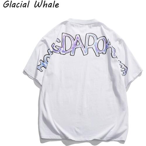 GlacialWhale T-shirt Men 2021 Tops Graphic T-Shirts Hip Hop Japanese Streetwear Harajuku Casual Oversized White T Shirt For Men