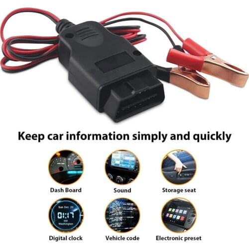 OBD Car Battery Replacement Tool Car Computer ECU Memory Saver Auto Emergency Power Supply Cable Battery Leakage Detection Tool