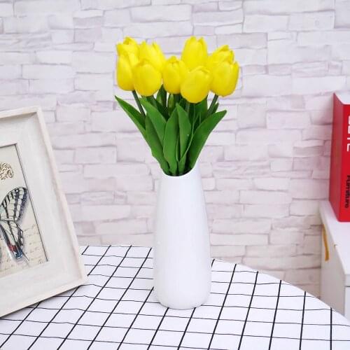 10pcs Tulip Artificial Flower Real Touch Artificial Bouquet Fake Flower For Wedding Party Decoration Flowers Home Garden Decor