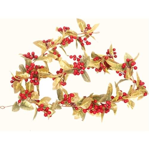 Artificial Wreath Floral Flower Decoration For Christmas Door Durable Hanging High Quality Silk Rattan Ornament Berries