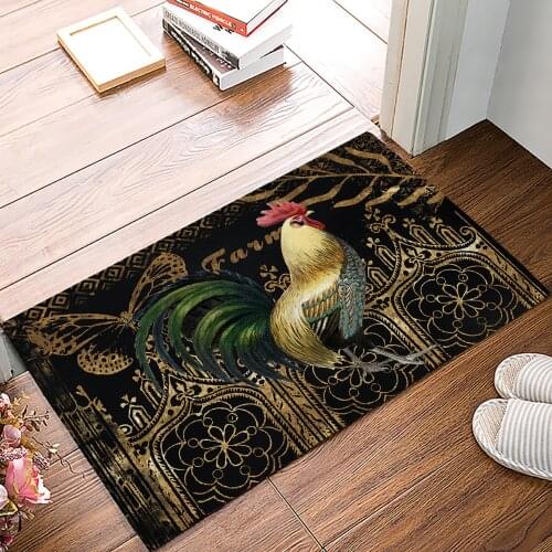 Farm Rooster Butterfly Texture Doormat Bedroom Kitchen Floor Mat Bathroom Anti-Slip Rug Home Doormat for Entrance Door