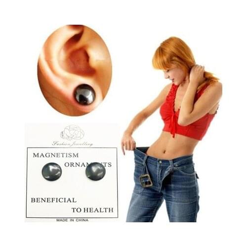 2021 Magnetic Hematite Earrings Reduce Weight Women Men Magnetic Therapy Hematite Earrings Weight Loss Ear Studs Jewelry Gift