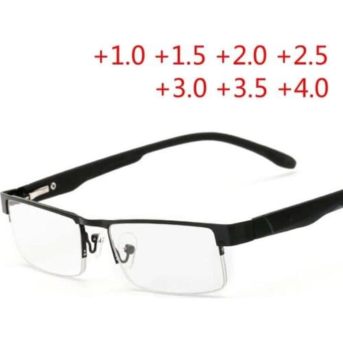 Metal Half Frame Reading Glasses Presbyopia Spectacles 1.0 to 4.0 PC Temples Fatigue Gafas +1.0 +1.5 +2.0 +2.5 +3.0 +3.5 +4.0