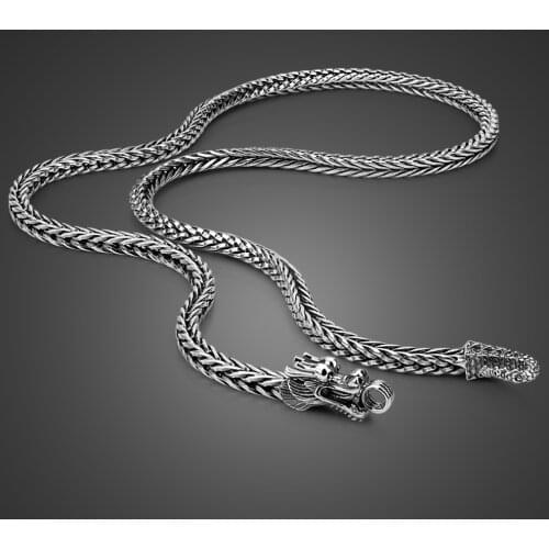 Dargon necklace pendant 100% 925 Sterling silver men silver chain Fashion men jewelry 5MM 61cm solid Thai silver Retro necklace