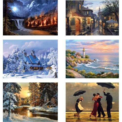 5D DIY Diamond Painting Landscape city pattern Kit Full Drill Embroidery Scenery Mosaic Art Picture Rhinestones Home Decor Gift