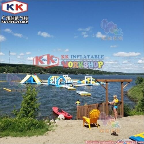 Inflatable Water Floating Obstacle Course / Water Park Games For Resort
