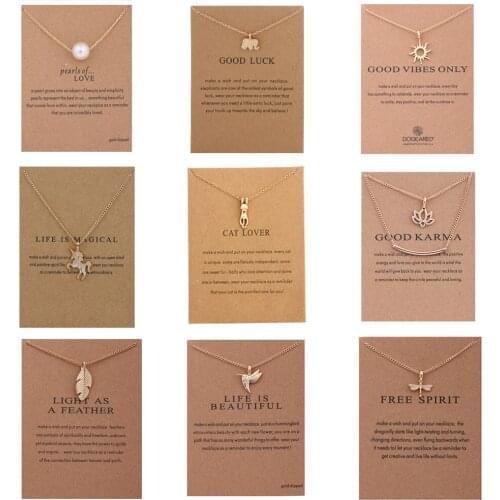 2020 New Fashion Animal Cat Bird Elephant Dragonfly Flower Card Circle Necklaces Pendant Wedding Bride Women Jewelry Gifts