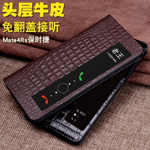 New Luxury Genuine Cow Leather Magnetic Window Flip Cover Mobile Phone Book Case For Huawei Mate 40 Rs Phone Cases Funda