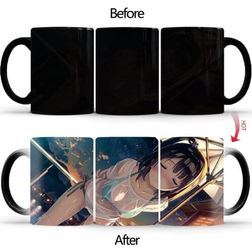New Tazas De Ceramica Creativas kawaii Color Changing Mug Ceramic Thermal Gradient Magic Coffee Cup Enamel Cute Mugs BSKT-011