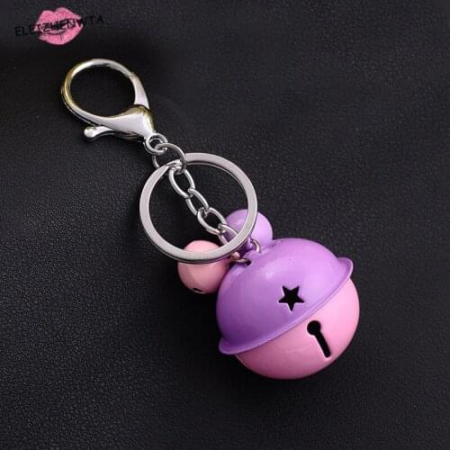 Fashion Quality Stitching Color Metal Bell Key Ring Men and Women Bag Pendant Anti-theft Bell Ornaments Accessories Car Keychain