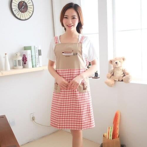 Cotton Aprons for Woman creative printed kitchen apron with pocket hand towel household cleaning accessories cooking apron