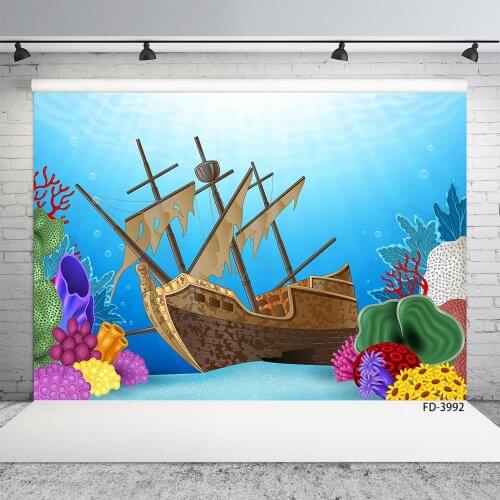Undersea World Ship Bubble Photo Backgrounds Vinyl Cloth Backdrop for Baby Shower Children Birthday Photoshoot Photography Props