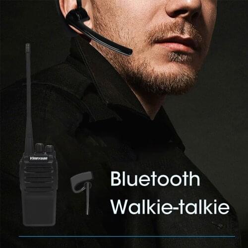 Vineyuan Professional Bluetooth Walkie Talkie 12W UHF 400-470MHz 16 Channels PTT Two Way Radio + Wireless Headset Earphone