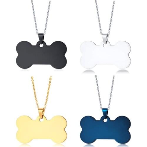 Simple Pet Tag 4-Color Small Dog Bone Collar Pendant High Quality Stainless Steel Both-Side High Polished Can be Engraved Letter