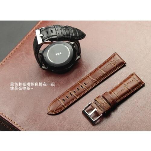 20/22mm Leather band for Samsung S2 S3 Active2 42 46mm Vivo watch Ticwatch S Pro E belt Huami amazfit 3 pace GTR2 Pop GTS strap