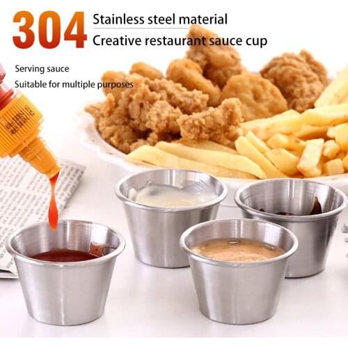 304 Stainless Steel Sauce Cup Steak Salad Ketchup Cup Vinegar Dipping Snack Tableware Seasoning Dish Kitchen Gadget