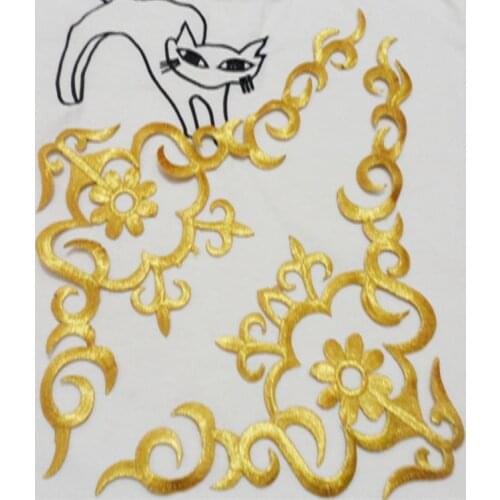 33*16 cm stage decals affixed cloth cheongsam clothing collar flower gold embroidery flower stickers ironing Patch stickers
