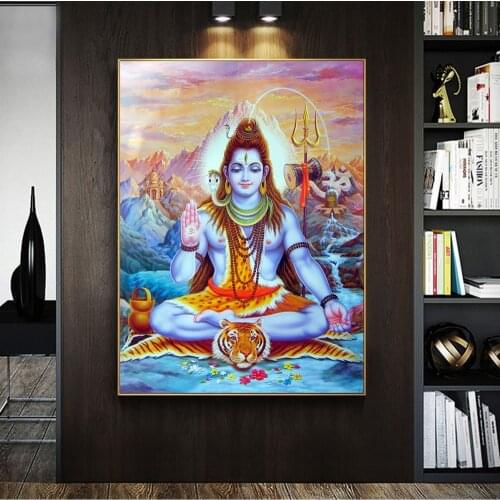 Shiva Lord Canvas Paintings On The Wall Hindu Gods Wall Art Posters and Prints Hinduism Picture Cuadros Picture Home Decor
