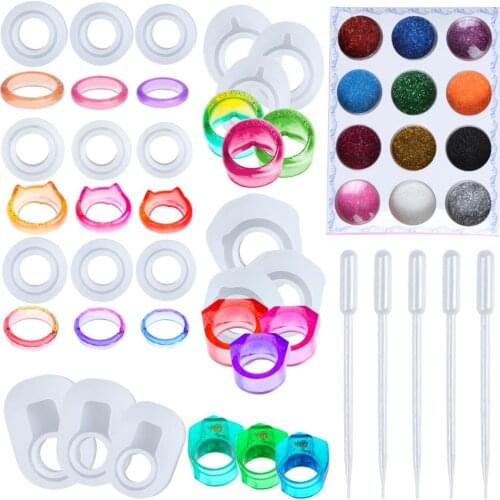 Silicone Mold For Resin Silicone DIY Clay Epoxy Resin Casting Molds And Tools Set With A Black Storage Bag For Jewelry Ring