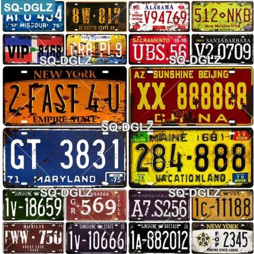 [SQ-DGLZ] Car License Metal Sign Vintage Plaque Tin Sign Wall Decor For Bar Pub Plate Craft Car Number Poster Custom