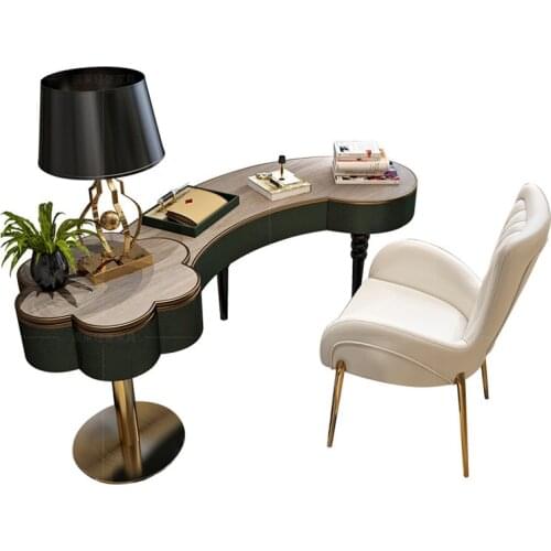 Light luxury post modern desk and chair simple American office desk Italian stainless steel computer desk storage