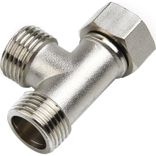 Toilet 304 Copper T Adapter G1/2" T-Valve Diverter Valve Three-way Device Hole Water Pipe For Bath Bidet Sprayer Shower