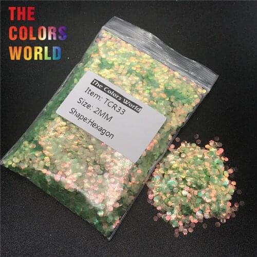 TCR33 Iridescent Rainbow Green Gold Color Hexagon Shape Glitter Nail Art Decoration Face Paint Makeup Henna Tattoo Handwork DIY