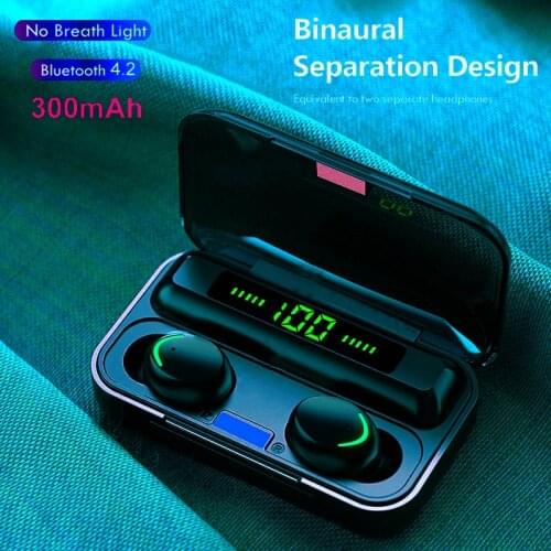 TWS Fingerprint Touch Headset HiFI 9D Stereo In-ear Earbuds F9 Bluetooth 5.0 Earphones Wireless Headphones for sport with Box