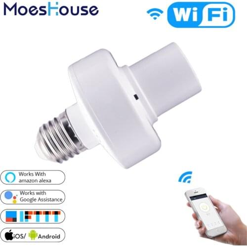 WiFi Smart Light Bulb Adapter Lamp Holder Base AC Smart Life/Tuya Wireless Voice Control with Alexa Google Home E27 E26 85-265V