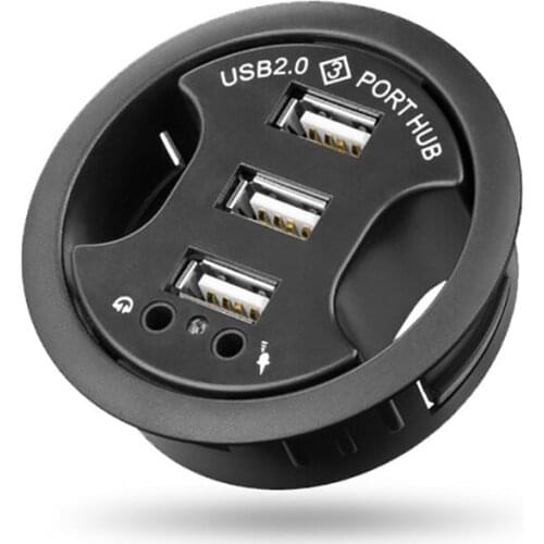 USB Hub 2.0 with Headphone Jack, USB Extension Hub, 3-Port USB Data Hub Splitter, 130cm Cable, for Laptop, Notebook, Phones