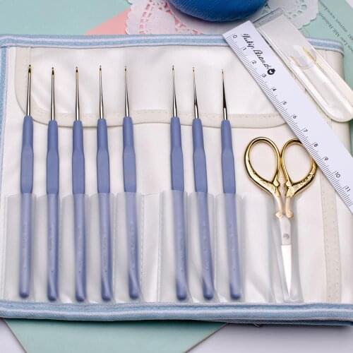 Japan Hiroshima Lavender TLG-001 Crochet hook gold scissors medium-fine cashmere needle lace 8pcs