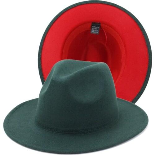 Women Wide Brim autumn solid formal dress wedding women hats army green fedora felted classic jazz winter hats MZ12