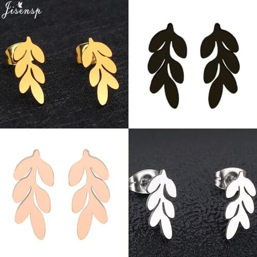 Jisensp Fashion Jewelry Bohemian Lovely Leaves and Bracnch Stud Earrings Stainless Steel Earrings for Women Party Gift bijoux